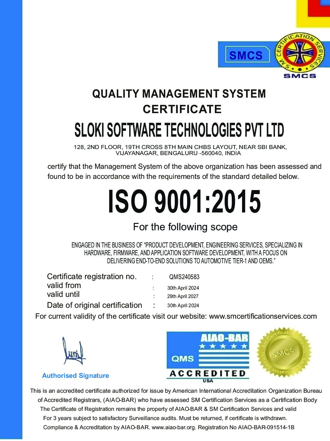 ISO 9001:2015 Certified